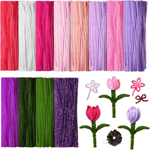 Fiwochic 600 Pieces Christmas Pipe Cleaners Gold Silver Green Red Glitter Chenille Stems for Pipe Cleaner Crafts DIY Art Craft Supplies in Saudi Arabia
