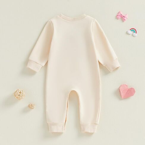 KMBANGI Newborn Baby Boy Valentines Day Romper Lover Boy Jumpsuit Long Sleeve Embroidered Bodysuit Sweatshirt Spring Clothes in Saudi Arabia