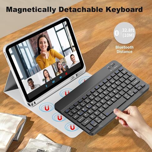 Detachable Wireless Bluetooth Keyboard Lightweight Slim & Long Battery for iOS iPad, iPad Pro, iPad Air, Mac, Android Tablet Samsung Galaxy, Xiaomi Pad 5, Huawei, Lenovo in Kuwait