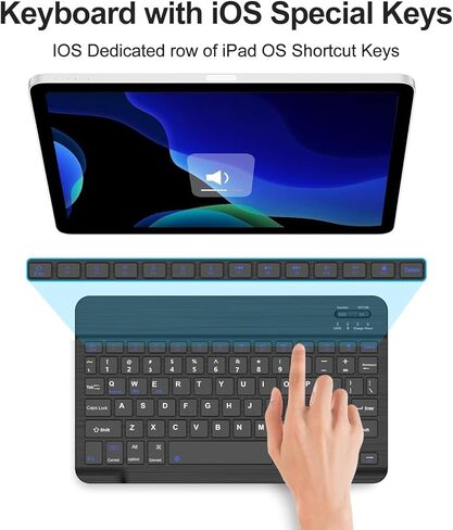 Detachable Wireless Bluetooth Keyboard Lightweight Slim & Long Battery for iOS iPad, iPad Pro, iPad Air, Mac, Android Tablet Samsung Galaxy, Xiaomi Pad 5, Huawei, Lenovo in Kuwait