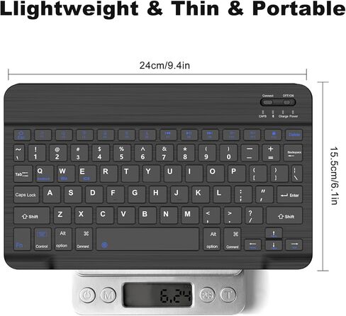 Detachable Wireless Bluetooth Keyboard Lightweight Slim & Long Battery for iOS iPad, iPad Pro, iPad Air, Mac, Android Tablet Samsung Galaxy, Xiaomi Pad 5, Huawei, Lenovo in Kuwait