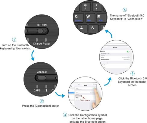 Detachable Wireless Bluetooth Keyboard Lightweight Slim & Long Battery for iOS iPad, iPad Pro, iPad Air, Mac, Android Tablet Samsung Galaxy, Xiaomi Pad 5, Huawei, Lenovo in Kuwait