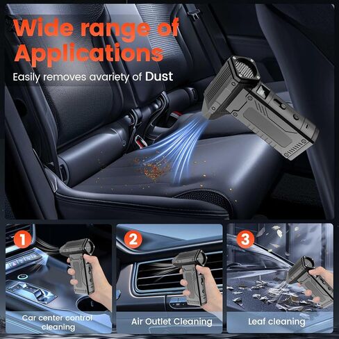 Compressed Air Duster,200,000RPM Turbo Jet Blower with LED Display,8-Gear Adjustable Mini Air Broom,Electric Air Duster for Keyboard,PC,Car and Home,Replace Compressed Air Can (Matte Black) in Kuwait