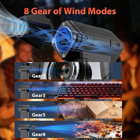 Compressed Air Duster,200,000RPM Turbo Jet Blower with LED Display,8-Gear Adjustable Mini Air Broom,Electric Air Duster for Keyboard,PC,Car and Home,Replace Compressed Air Can (Matte Black) in Kuwait