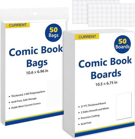 أكياس الكتب الهزلية واللوحات الحالية 200 أكمام كتاب هزلية و 200 لوحات الكتب المصورة ، وتخزين الكتب الهزلية الواضحة الخالية من الأحماض ، ولوحات دعم الكتب الهزلية 27 PT ، ولوحة دعم كوميدية سميكة ومغلفة in Kuwait