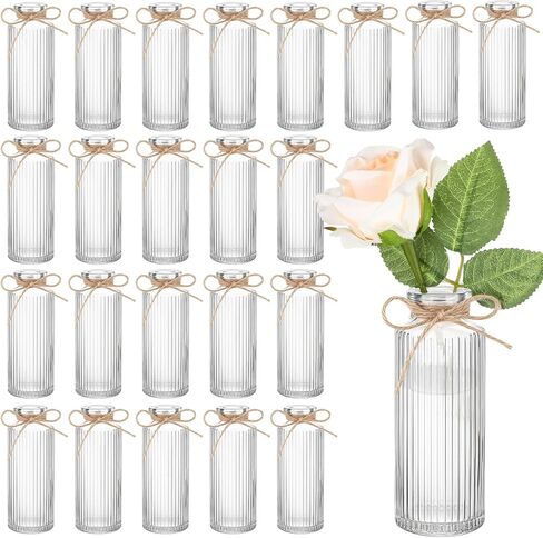 12 Pcs Plastic Small Cylinder Vases for Centerpieces Wedding Decoration, Clear Ribbed Bud Flower Vases Bulk for Wedding Bridal Shower Birthday Party Living Room Table Decor (5.5 Inch) in Saudi Arabia
