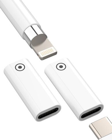 محول Lightning إلى USB C (عبوة من قطعتين) لشاحن محول منفذ أنثى لقلم Apple Pencil Lighting لجهاز Ipad الجيل العاشر من كابل القلم الأول لمحول iPhone Mfi المعتمد in Kuwait