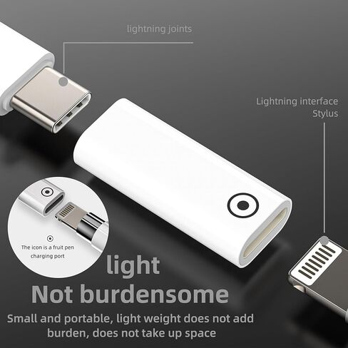 محول Lightning إلى USB C (عبوة من قطعتين) لشاحن محول منفذ أنثى لقلم Apple Pencil Lighting لجهاز Ipad الجيل العاشر من كابل القلم الأول لمحول iPhone Mfi المعتمد in Kuwait