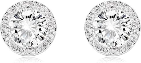 14K Gold Plated Stud Earrings for Women Men Sterling Silver Cubic Zirconia Earrings Hypoallergenic Large Halo Round Simulated Diamond Stud Earrings,Valentines Day Gifts for Her/Wife/Mother/Girlfriend in Saudi Arabia