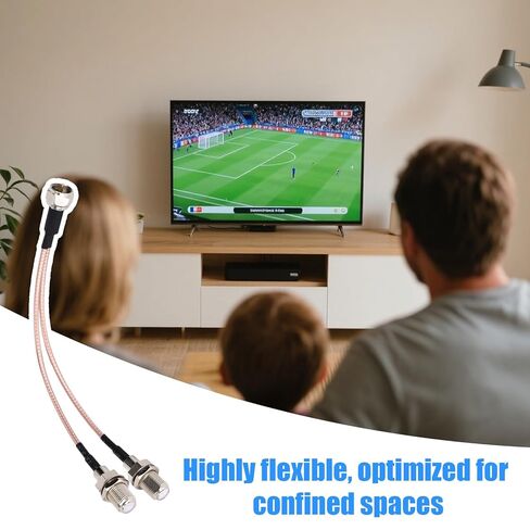 F-Type RG179 Splitter Coax Cable, F Male to F Dual Female Y-Shaped Splitter Coax Cable for TV Antenna Audio Video Equipment, Flexible for Tight Spaces in Saudi Arabia