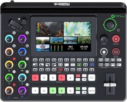 RGBlink Mini-ISO Video Mixer Switcher, 10 Channel All-in-One Switcher, Compact SDI and HDMI Live Stream Switcher with PTZ Camera Control, NDI HX Supported,Professional Streaming for Live Streaming in Saudi Arabia