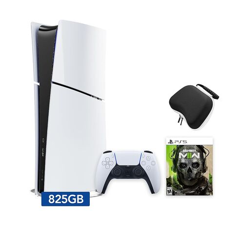 حزمة PlayStation 5 Slim Digital Edition Call of Duty Modern Warfare II وحقيبة تحكم Mytrix - أبيض، وحدة تحكم ألعاب PS5 نحيفة بسعة 825 جيجابايت PCIe SSD in Saudi Arabia