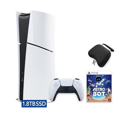 PlayStation 5 Slim Upgraded 1.8TB Digital Edition ASTRO BOT Bundle and Mytrix Controller Case - White, Slim PS5 1.8TB PCIe SSD Gaming Console in Saudi Arabia