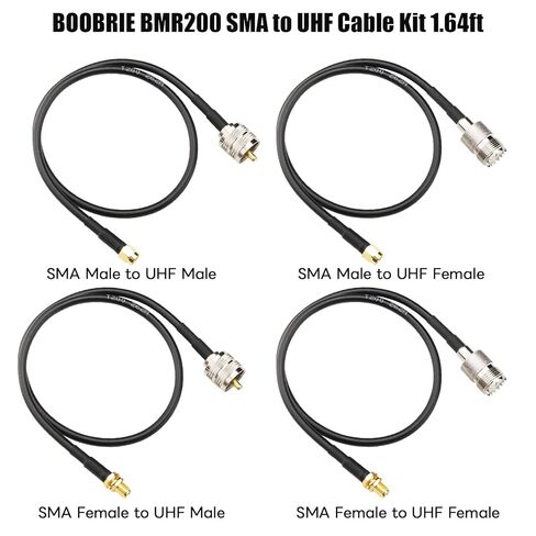 Boobrie ترقية 4-نوع SMA إلى UHF كابل 1.64ft عدة LMR200 يعادل SMA إلى PL259 SO239 كابل 0-6 جيجا هرتز خسارة منخفضة لأجهزة الراديو ثنائية الاتجاه، هوائيات CB (SMA ذكر / أنثى إلى UHF ذكر / أنثى) in Saudi Arabia