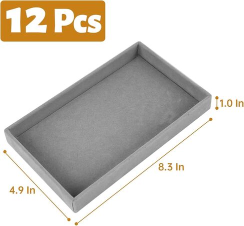 12 Pcs Velvet Jewelry Tray, Blank Stackable Drawers Organizer, Jewelry Display Tray for Beads Bracelets Necklaces Earrings Storage (Black) in Saudi Arabia