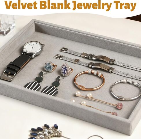 12 Pcs Velvet Jewelry Tray, Blank Stackable Drawers Organizer, Jewelry Display Tray for Beads Bracelets Necklaces Earrings Storage (Black) in Saudi Arabia