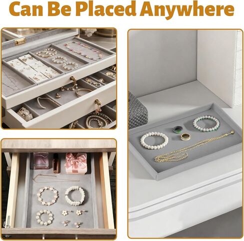 12 Pcs Velvet Jewelry Tray, Blank Stackable Drawers Organizer, Jewelry Display Tray for Beads Bracelets Necklaces Earrings Storage (Black) in Saudi Arabia