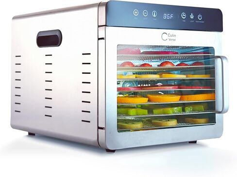 ماكينة تجفيف الطعام، مجفف للجيركي - CulinVerse 1000 وات من الفولاذ المقاوم للصدأ | 8 صواني، 86-194 درجة فهرنهايت ومؤقت | أكثر من 3 دفعات/يوم، بدون دوران الرف، مجفف اللحوم: تجفيف سريع ومتساوي (اللحوم، الأعشاب، الفاكهة) in Saudi Arabia