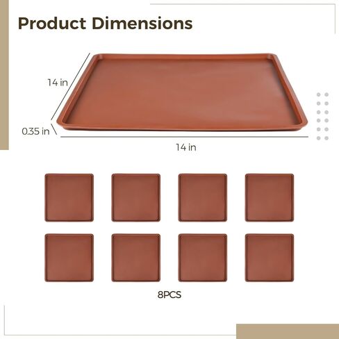 8 قطع من بطانات تجفيف السيليكون، صفائح سيليكون مقاس 35.56 × 35.56 سم لعمل المجفف مع إكسكاليبور، ورقة جلدية فواكه غير لاصقة مع حدود لإنتاج سائل اللحوم in Kuwait