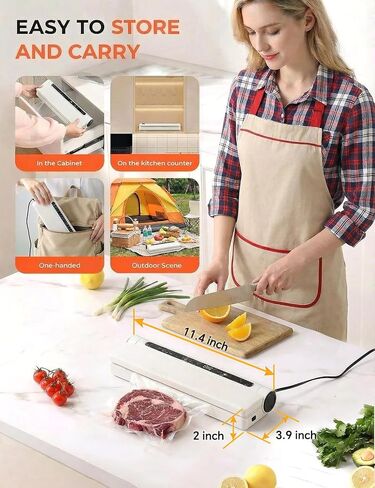 ماكينة غلق مكنسة كهربائية 75 كيلو باسكال للطعام، ماكينة غلق مكنسة كهربائية لحفظ الطعام، خفيفة الوزن، 20 كيس غلق مفرغ، مؤقت العد التنازلي الرقمي، تخزين طعام اللحوم، أدوات المطبخ المنزلية، الأجهزة in Kuwait