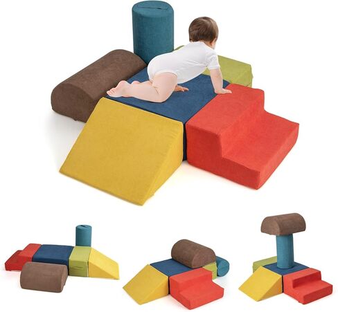 INFANS Climbing Toys for Toddlers, 3pc Foam Climbing Blocks Rainbow Shaped Indoor Play Set, Soft Equipment Modulars Rainbow Crawling Tunnel Playroom Couch for Children Playroom Baby (Pink) in Saudi Arabia