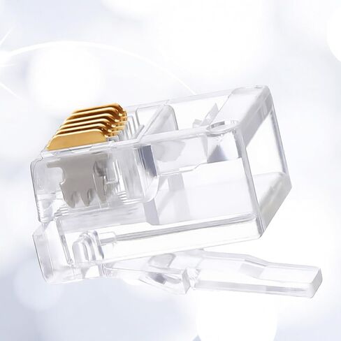 20 حزمة من موصلات RJ11 RJ11/RJ12 6P6C تمر من خلال الموصل، 3 قابس معياري للهاتف لسلك خط الهاتف، دبابيس مطلية بالذهب متوافقة مع الأسلاك الصلبة والمجدولة in Saudi Arabia
