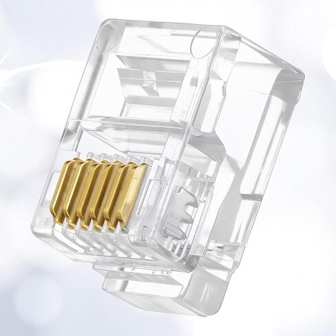 20 حزمة من موصلات RJ11 RJ11/RJ12 6P6C تمر من خلال الموصل، 3 قابس معياري للهاتف لسلك خط الهاتف، دبابيس مطلية بالذهب متوافقة مع الأسلاك الصلبة والمجدولة in Saudi Arabia