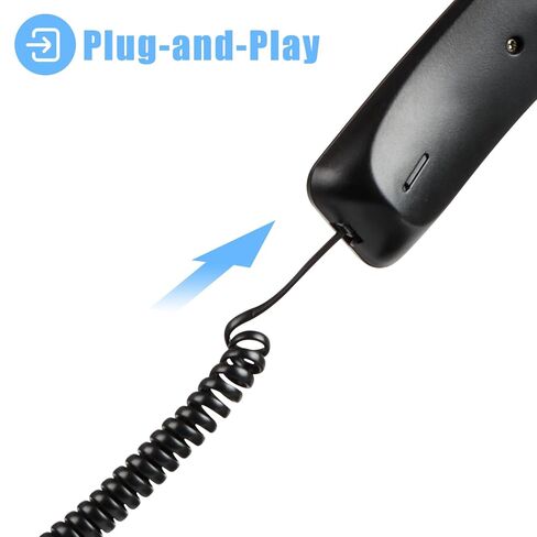 12FT RJ9 Telephone Cord, 2 Pack 4P4C Handset Cable Uncoiled, Black | Awishwell Coiled Phone Cord for Landline, 1.4FT to 12FT Stretchy Spiral Handset Wire, Desk Phone Cable for Home Office in Saudi Arabia