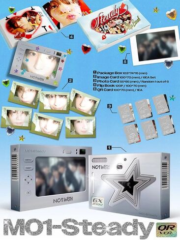ألبوم NCT WISH Steady الأول المصغر [إصدار QR.] بطاقة QR + بطاقة صور + كتاب فليب + بطاقة صورة in Kuwait