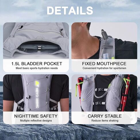 N NEVO RHINO 5.5L Running Vest for Women Men, Lightweight Hydration Vest with 1.5L Water Bladder, Breathable Water Backpack for Hiking Running Cycling in Saudi Arabia