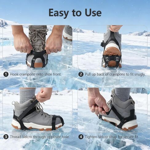 Ice Cleats for Shoes and Boots, Silicone Stainless Steel Grippers Shoe Spikes Grips Traction for Ice Snow, Winter Hiking Climbing Ice Fishing in Saudi Arabia