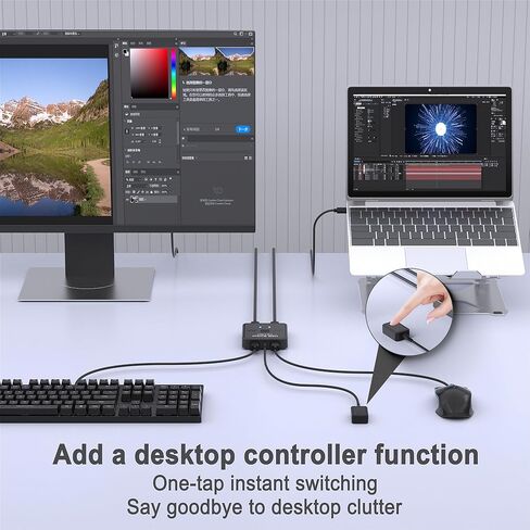 محول USB 2 في 2 لمشاركة لوحة المفاتيح والماوس بين جهازي كمبيوتر، جهاز الكل في واحد، طابعة، محول USB مع كابلين USB ووحدة تحكم خارجية in Kuwait