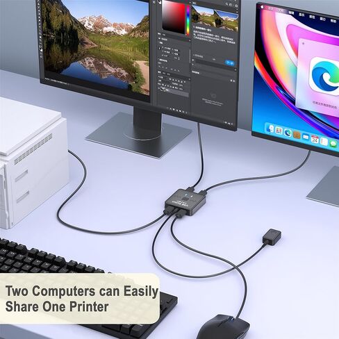 محول USB 2 في 2 لمشاركة لوحة المفاتيح والماوس بين جهازي كمبيوتر، جهاز الكل في واحد، طابعة، محول USB مع كابلين USB ووحدة تحكم خارجية in Kuwait