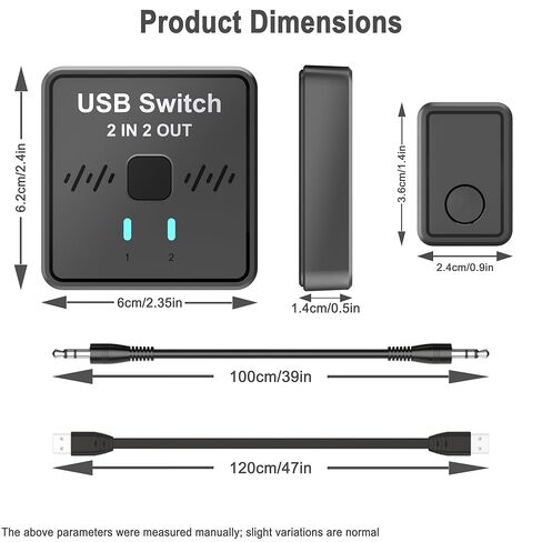 محول USB 2 في 2 لمشاركة لوحة المفاتيح والماوس بين جهازي كمبيوتر، جهاز الكل في واحد، طابعة، محول USB مع كابلين USB ووحدة تحكم خارجية in Kuwait