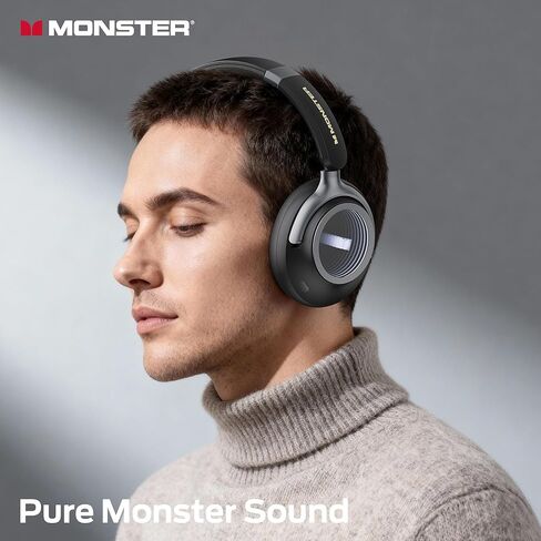 Monster Persona 4th ANC Active Noise Canceling Headphones, Wireless Bluetooth Over-Ear Headphones with 3 EQ Modes, and 70H Playtime, Bluetooth 6.0, Deep Bass, Foldable Comfort Design for Travel, Black in Saudi Arabia