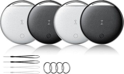 علامات تعقب الهواء - 4 عبوات، علامات ذكية متوافقة مع Apple Find My (iOS فقط)، مكتشف عناصر علامات بلوتوث IP68، بطارية قابلة للاستبدال مقاومة للماء للمحفظة والأمتعة وحقيبة الظهر والمفتاح (أسود 2 وأبيض 2) in Kuwait