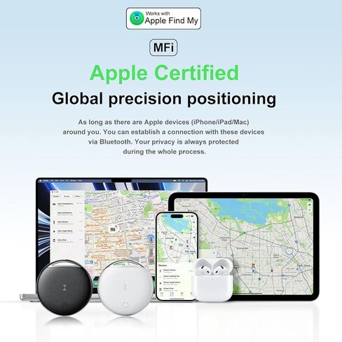 علامات تعقب الهواء - 4 عبوات، علامات ذكية متوافقة مع Apple Find My (iOS فقط)، مكتشف عناصر علامات بلوتوث IP68، بطارية قابلة للاستبدال مقاومة للماء للمحفظة والأمتعة وحقيبة الظهر والمفتاح (أسود 2 وأبيض 2) in Kuwait