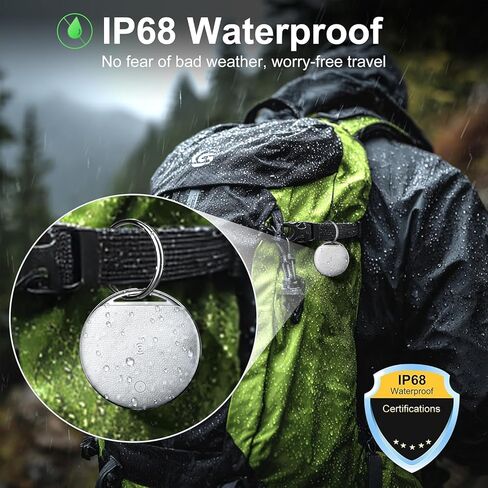 علامات تعقب الهواء - 4 عبوات، علامات ذكية متوافقة مع Apple Find My (iOS فقط)، مكتشف عناصر علامات بلوتوث IP68، بطارية قابلة للاستبدال مقاومة للماء للمحفظة والأمتعة وحقيبة الظهر والمفتاح (أسود 2 وأبيض 2) in Kuwait