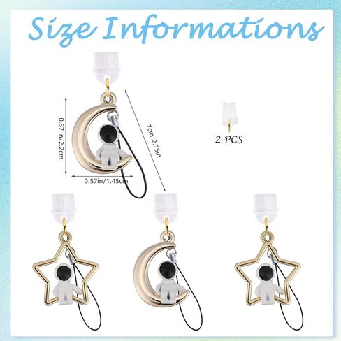 4 قطعة سحر المكونات الغبار مع قلادة سبيكة رائد الفضاء نوع-C منفذ USB مكافحة الغبار المقابس لطيف الهاتف سحر لمعظم هواتف محمولة من النوع C in Kuwait