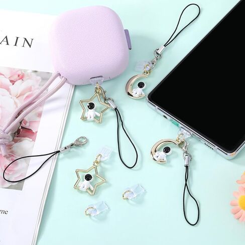 4 قطعة سحر المكونات الغبار مع قلادة سبيكة رائد الفضاء نوع-C منفذ USB مكافحة الغبار المقابس لطيف الهاتف سحر لمعظم هواتف محمولة من النوع C in Kuwait