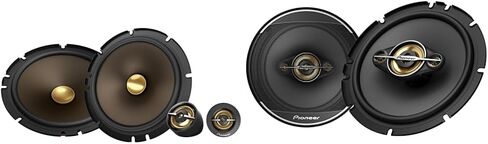 مجموعة مكبرات الصوت للسيارة PIONEER - مكبرات صوت مكونة من 6.5 بوصة ثنائية الاتجاه TS-A653CH باللون الذهبي ومكبرات صوت محورية سوداء مقاس 6.5 بوصة TS-A1681F in Kuwait