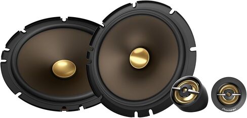 مجموعة مكبرات الصوت للسيارة PIONEER - مكبرات صوت مكونة من 6.5 بوصة ثنائية الاتجاه TS-A653CH باللون الذهبي ومكبرات صوت محورية سوداء مقاس 6.5 بوصة TS-A1681F in Kuwait