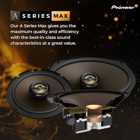 مجموعة مكبرات الصوت للسيارة PIONEER - مكبرات صوت مكونة من 6.5 بوصة ثنائية الاتجاه TS-A653CH باللون الذهبي ومكبرات صوت محورية سوداء مقاس 6.5 بوصة TS-A1681F in Kuwait