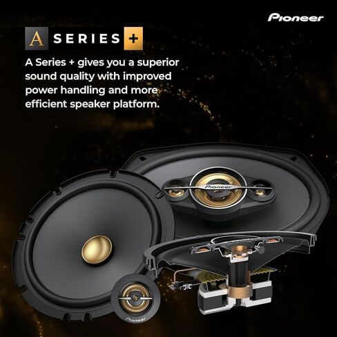 مجموعة مكبرات الصوت للسيارة PIONEER - مكبرات صوت مكونة من 6.5 بوصة ثنائية الاتجاه TS-A653CH باللون الذهبي ومكبرات صوت محورية سوداء مقاس 6.5 بوصة TS-A1681F in Kuwait
