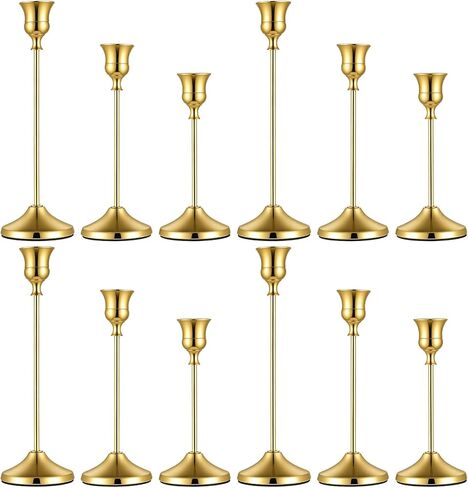 6PCS Gold Metal Taper Candle Holders, Candlestick Holders, 7cm Diameter Taper Candle Holder Bulk for Table Centerpieces Candlesticks for Wedding Christmas Halloween Home Party Table Decor-23/19/16cm in Saudi Arabia
