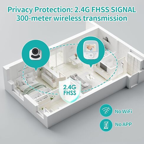 جهاز مراقبة الطفل مع الكاميرا والصوت، جهاز مراقبة الطفل بالفيديو مقاس 2.8 بوصة مع ناقل حركة آمن بدون شبكة WiFi، رؤية ليلية، مستشعر درجة الحرارة، محادثة ثنائية الاتجاه، اكتشاف العدسات الخارجية، تذكير بالتغذية in Kuwait