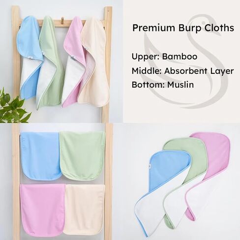 Premium Baby Burp Cloths, Extra Soft Spit Up Rags with 3 Absorbent Layers, 21" x 10" Size, Sand in Saudi Arabia