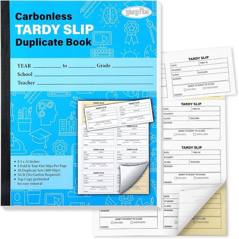 كتاب Gisgfim Tardy Slip Book مع التكرارات غير الكربونية في سهولة إزالة القسائم المتأخرة للدموع لكل كتاب سجل نسخة من دفتر الطالب للوصول المدرسي المتأخر المعلم 400 PCS/PAD (وسادان) in Saudi Arabia