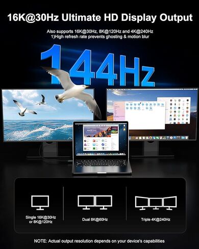 كابل USB 4 لكابل Thunderbolt 5 بطول 6.6 أقدام، نقل بيانات ديناميكي بسرعة 120 جيجابت في الثانية، شحن سريع 240 وات، شاشة فيديو 16K/Dual 8K/4K للشاشة، متوافق مع MacBook وiPhone 17/16 وeGPU وSSD وDock in Kuwait