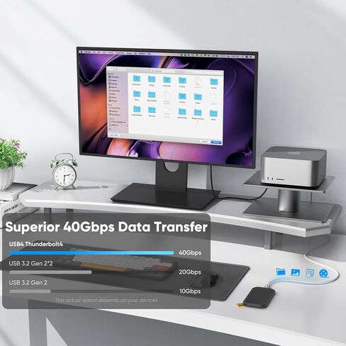 كابل Thunderbolt 4 بطول 6 أقدام، يدعم سلك USB 4 شاشة فيديو 8K@60 هرتز، نقل بيانات 40 جيجابت في الثانية، شحن سريع 240 وات، USB4 نوع C لجهاز Mac Mini iMac MacBook Pro/Air iPad iPhone 17/16/15 شاشة محطة قاعدة الإرساء in Kuwait